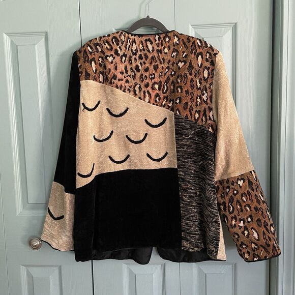 Indigo Moon Womens Artsy Leopard Print Button Up Jacket Medium Y2K Boho Hippie - Picture 10 of 12